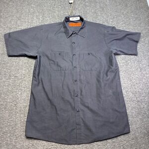 Red Kap Work Shirt Mens Large Blue Blue Ribbon Linen Supply Short Sleeve